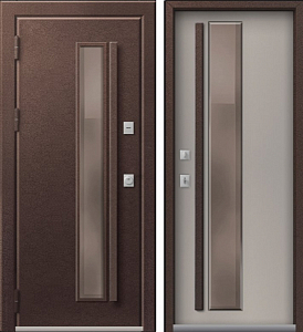 Товар Дверь Термо Premium 4 Шоколад Муар - Кашемир Грей мех.защелка DIS007387