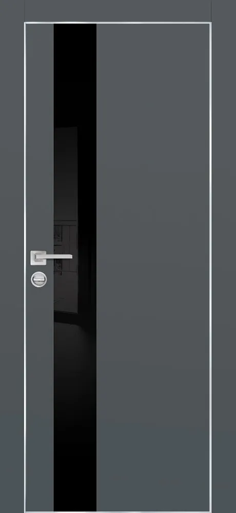 Межкомнатная дверь ПХ-10  AL кромка с 4-х ст. Графит матовый